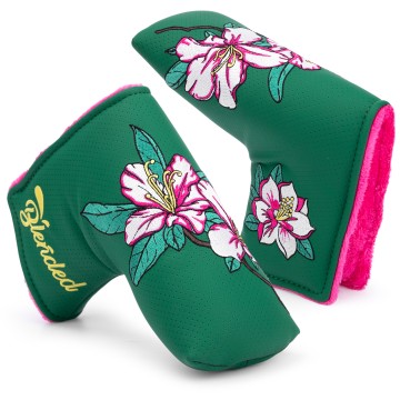 Green Floral Embroidered Golf Putter Headcover PU Leather Head Cover