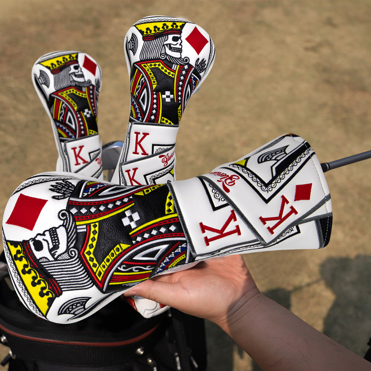 conjunto de capas para cabeças de taco de golfe Skull King Poker (6)