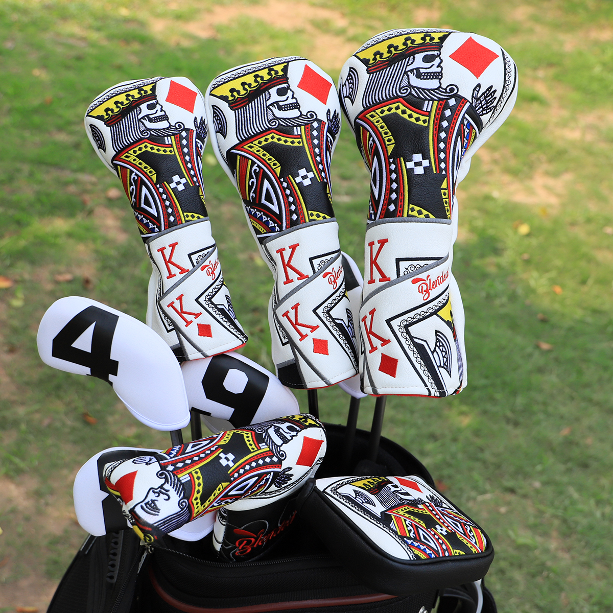 conjunto de capas para cabeças de taco de golfe Skull King Poker (7)