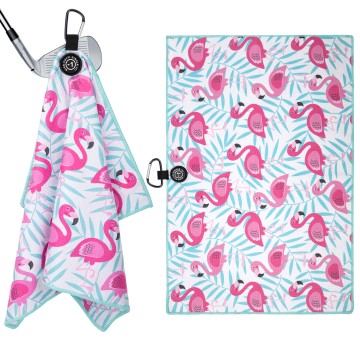 Custom Flamingo Magnetic Golf Towel Microfiber Cleaning