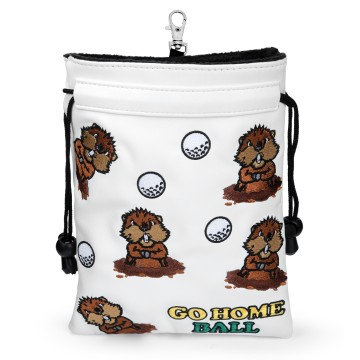 Sac d'accessoires de golf en cuir blanc Funny Gopher