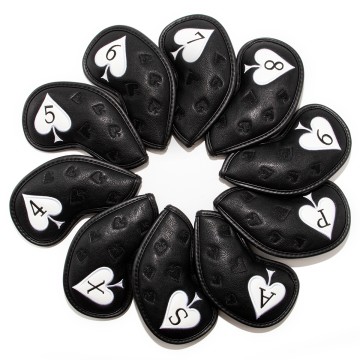 Custom Ace of Spades Leather Golf Iron Headcovers Set
