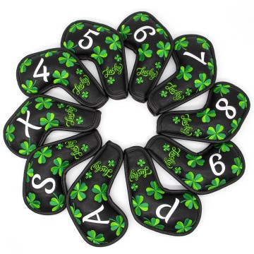Lucky Clover Premium Leather Golf Iron Headcovers Set (10-Piece)