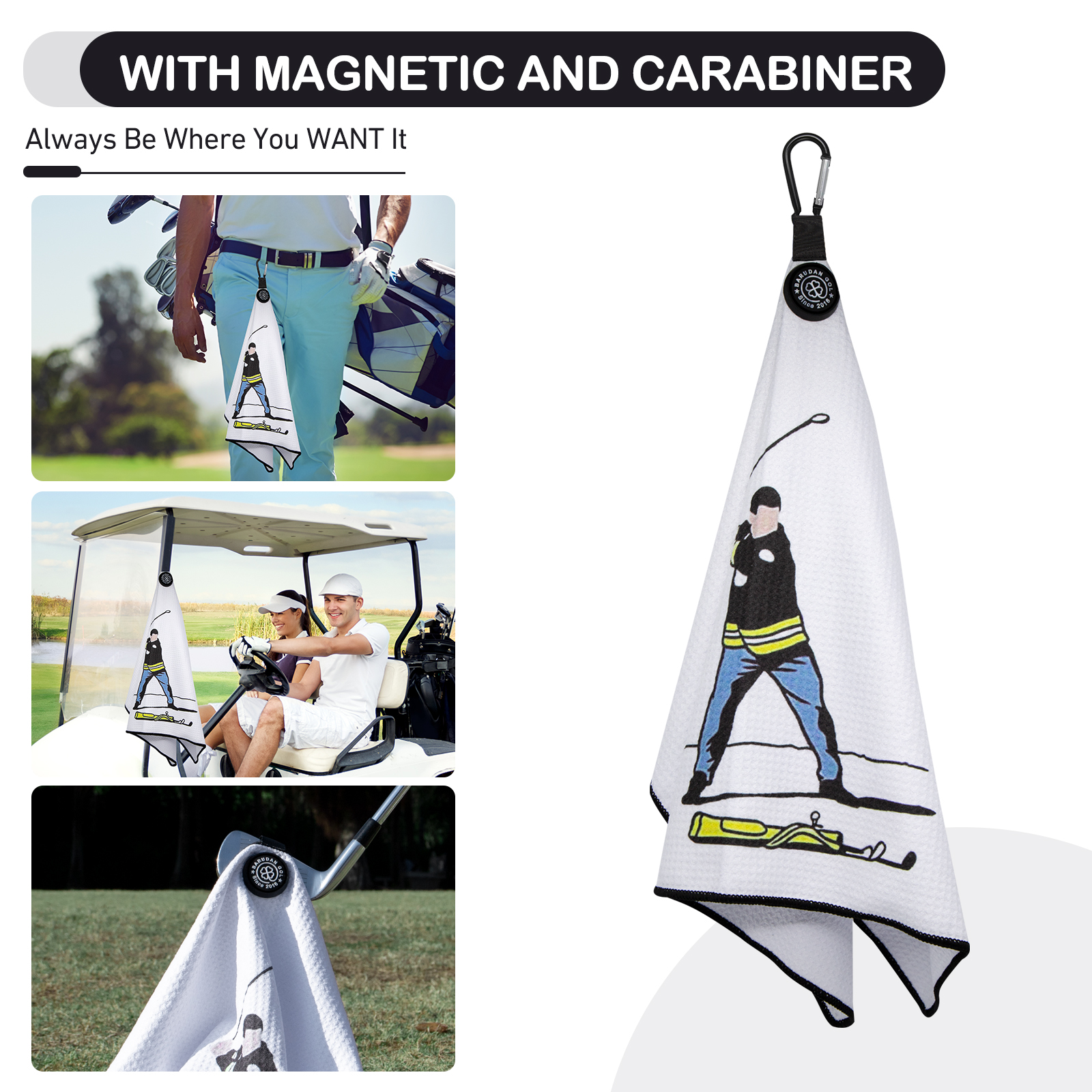 serviette de golf gaufrée en microfibre magnétique personnalisée (7)