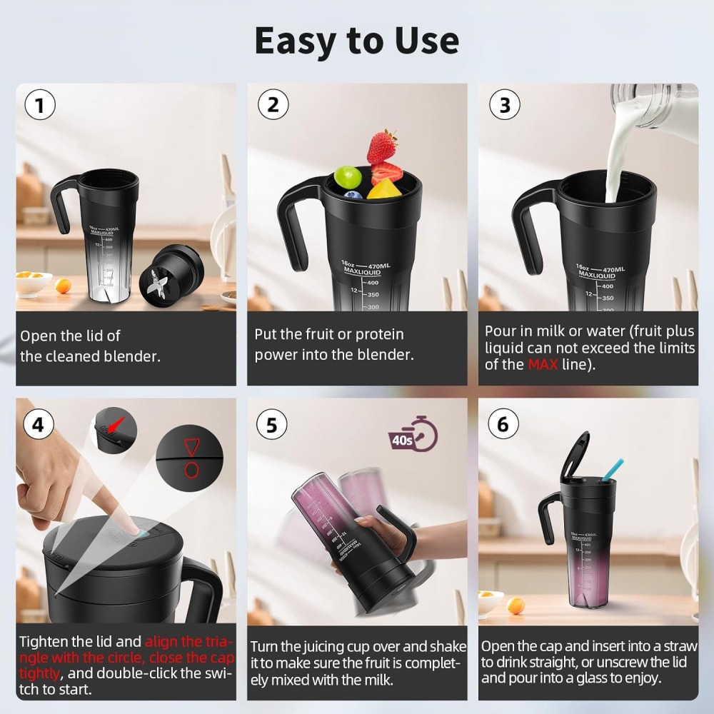 16 Oz Rechargeable Portable Blender S...