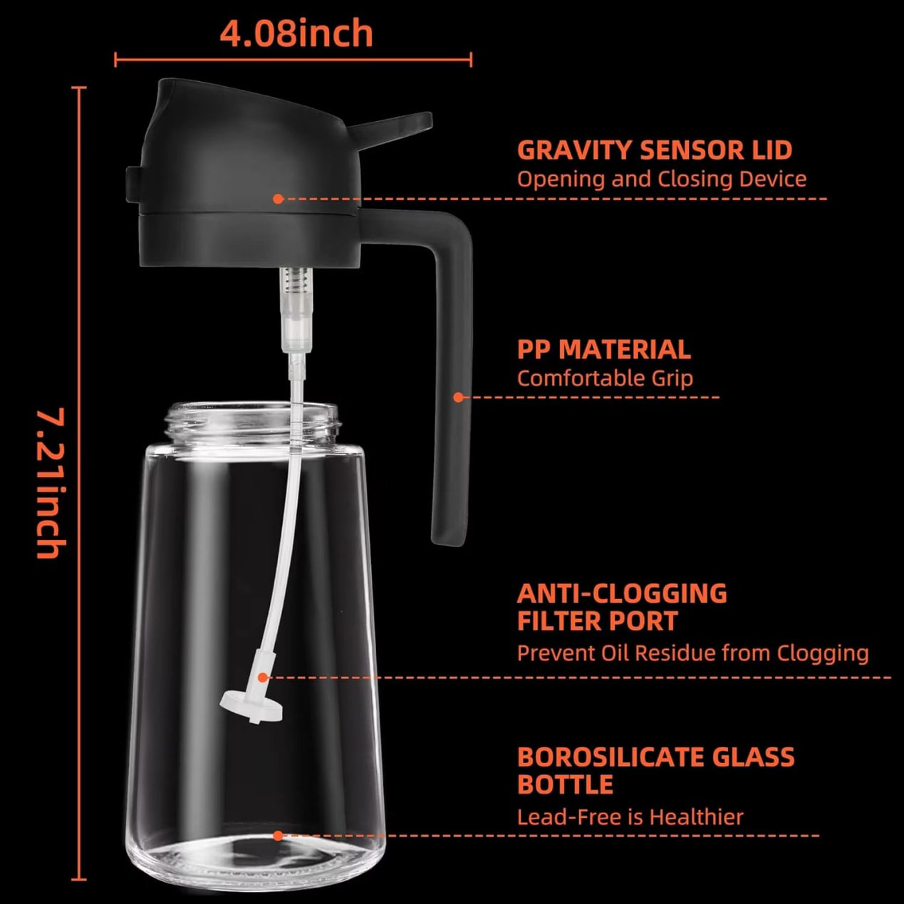 二合一 470ml 玻璃橄欖油噴霧瓶，適用於烹飪（詳情 1）