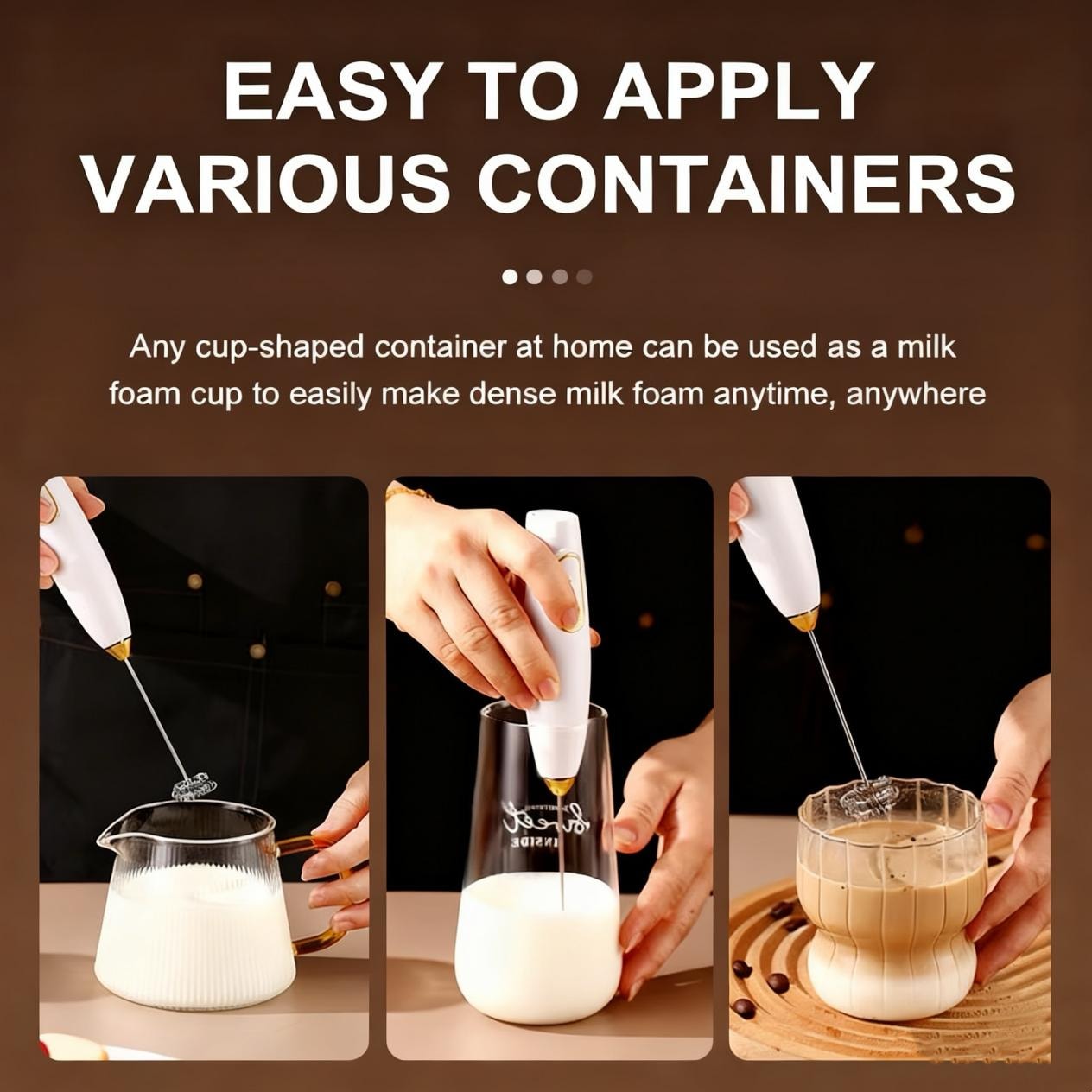 Adjustable Rechargeable Handheld Milk Frother Electric Whisk 3 Speed detail (2)