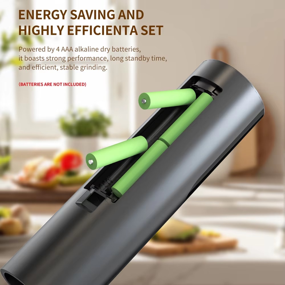電池供電式鹽和胡椒研磨器套裝，附收納底座和 LED 燈（1）