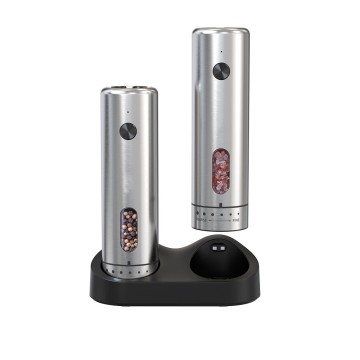 New Electric Salt and Pepper Grinder Set with Charging Base and External Dial