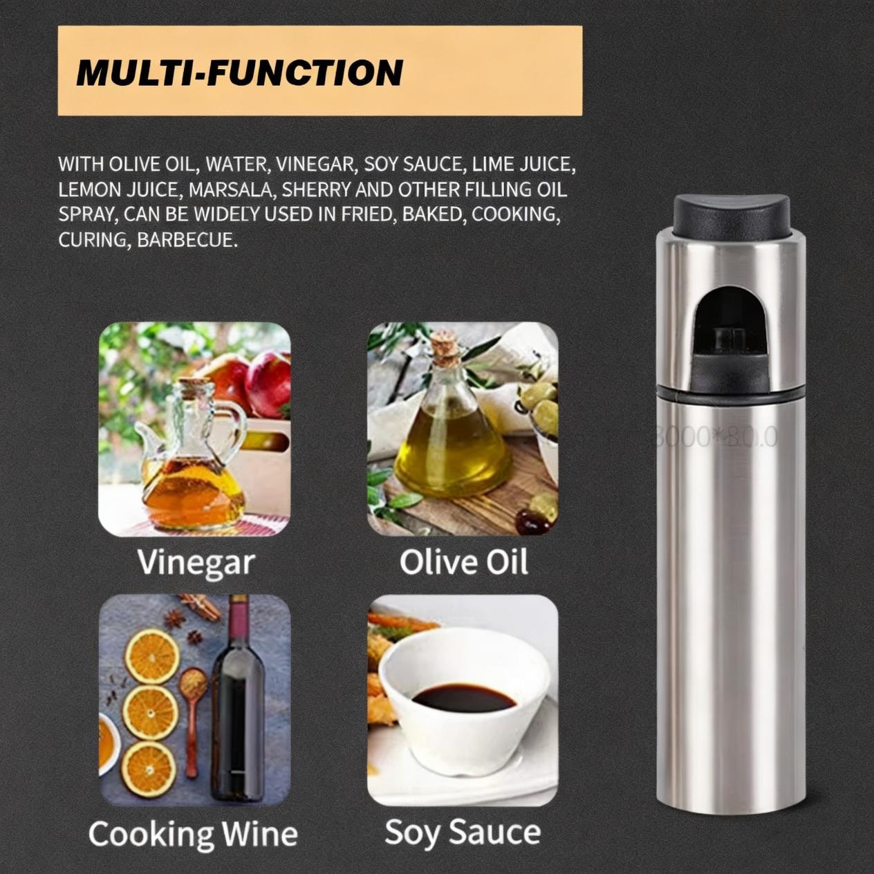 不鏽鋼橄欖油或醋噴霧分配瓶，用於烹飪（1）