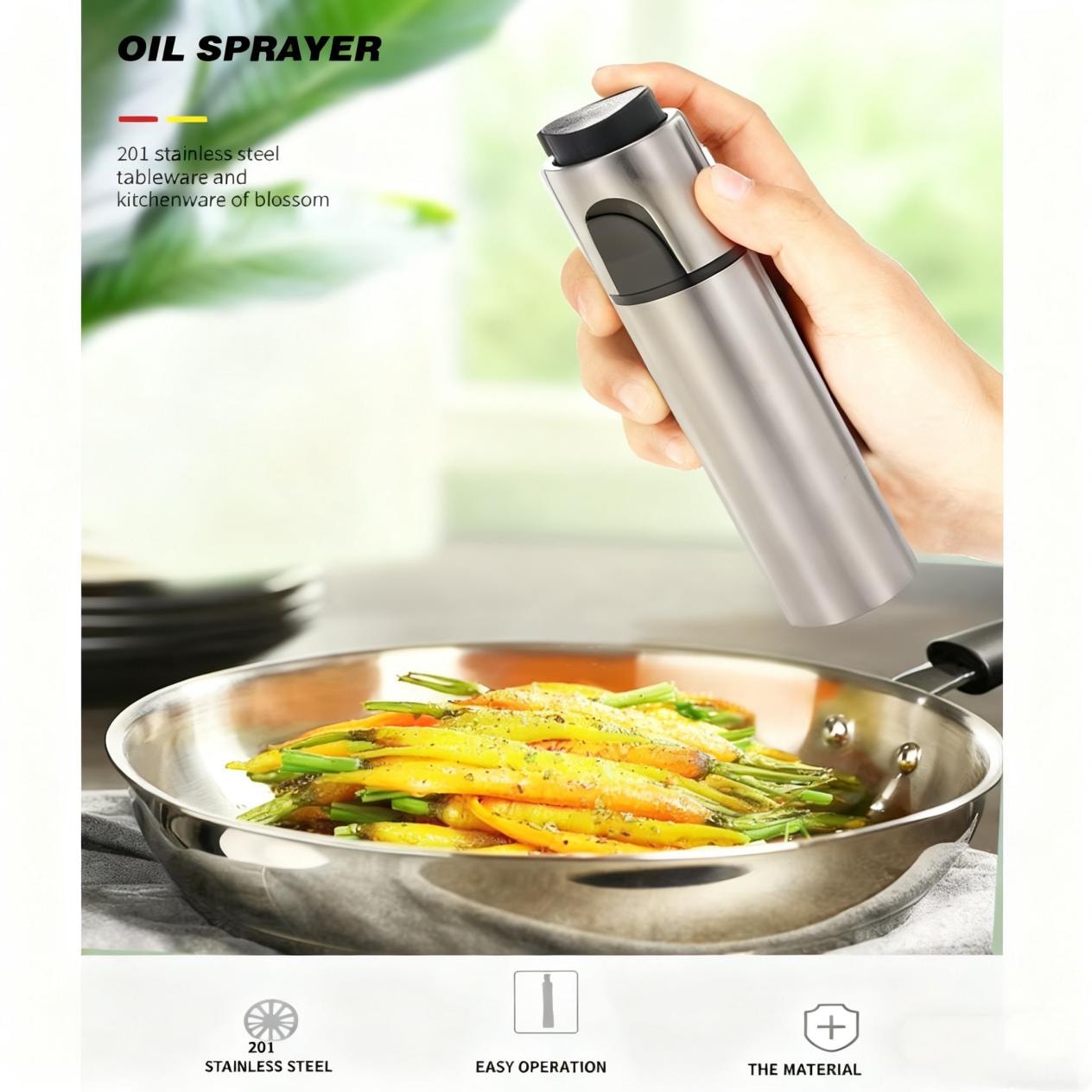 不鏽鋼橄欖油或醋噴霧分配瓶，用於烹飪（4）