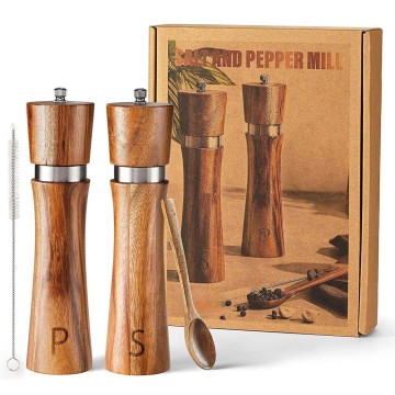 8 Inch Wood Salt and Pepper Mill Set
