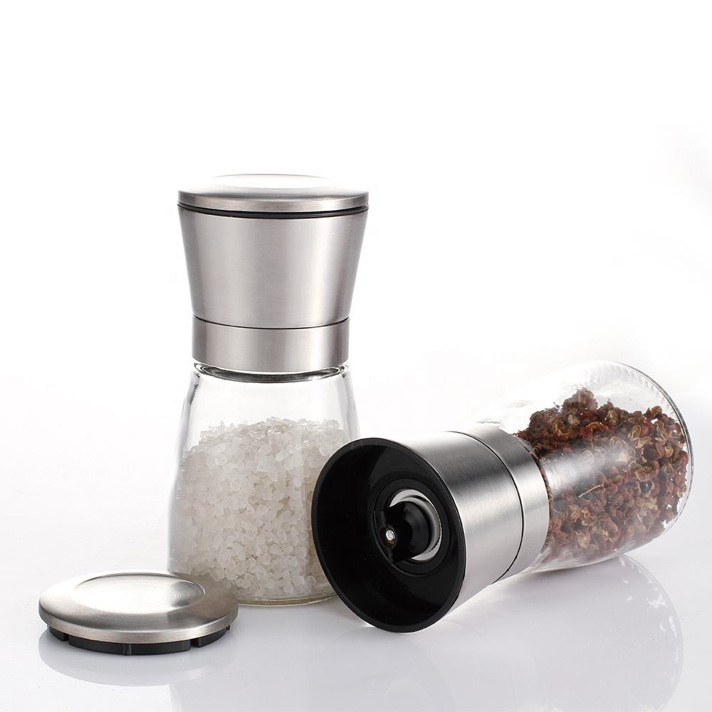 可調式可填充不銹鋼辣椒鹽胡椒研磨器套裝 家用香料草藥研磨器（帶不銹鋼材質）.jpg