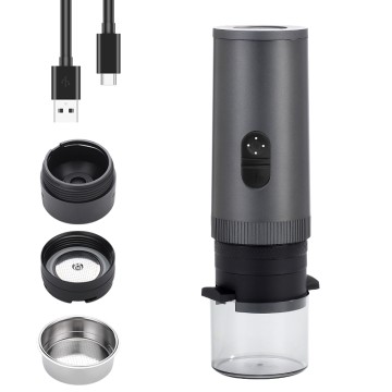 Self-Heating Capsules & Ground Travel Portable Espresso Maker with USB-C for Camping