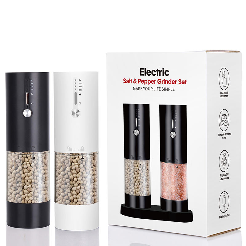 電動 USB 充電式 118ML 現代設計陶瓷磨盤鹽胡椒研磨器套裝底座 LED.jpg
