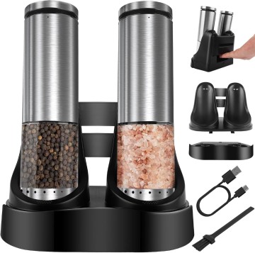 Salt and Pepper Grinder Set USB Rechargeable With Led Light
