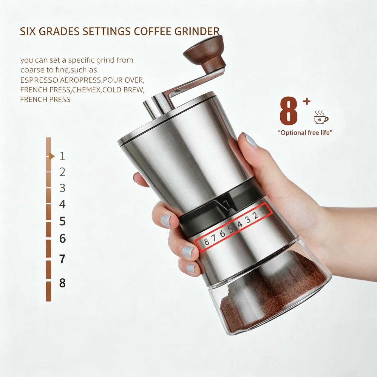 Stainless Steel Coffee Mill Manual Coffee Grinder with Adjustable Settings.jpg