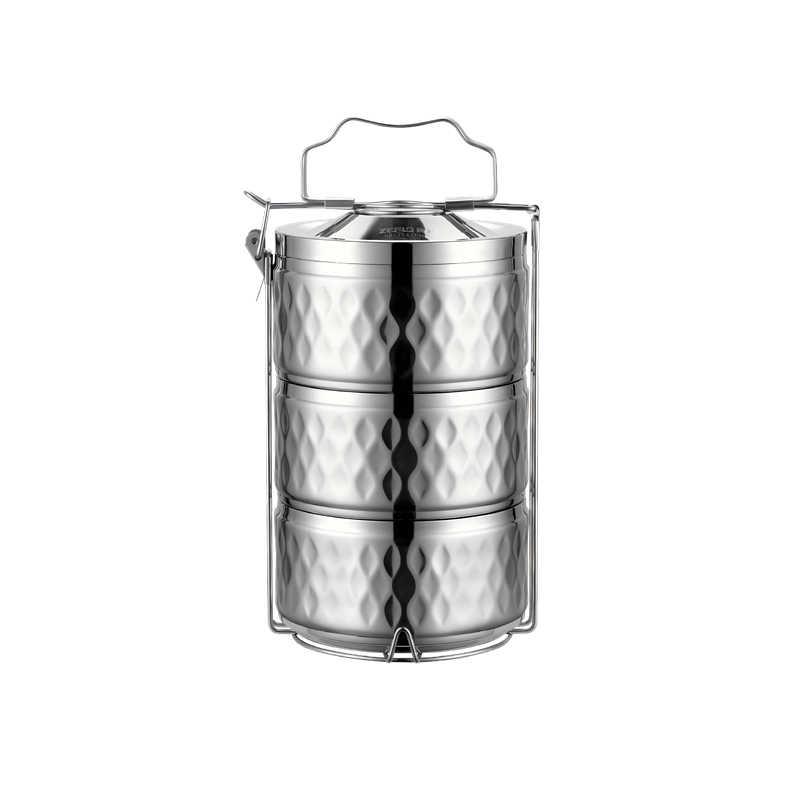 ZENLO 304 Stainless Steel Diamond-shaped Spill Containment Multi-layer Lunch Box