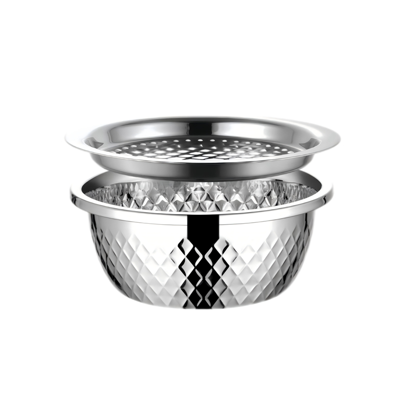 ZENLO Diamond Embossed Stainless Steel Basin with Lid