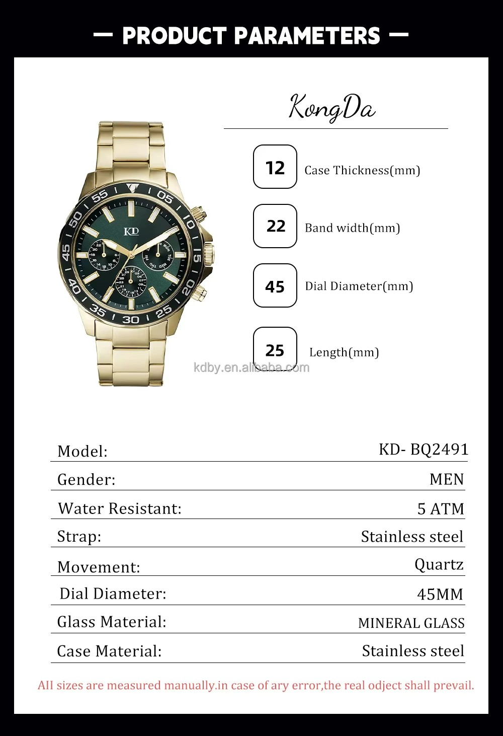 Luxury Men's Quartz Watch High Quality Stainless Steel Band (2)