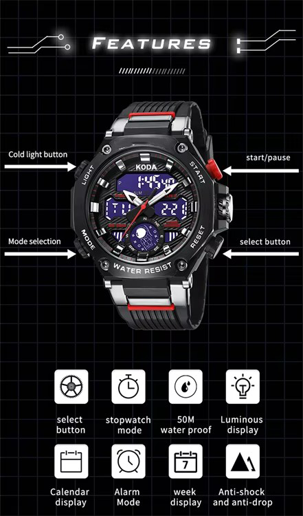 Popular Quartz Wristwatches Sport Clock Alarm (1)