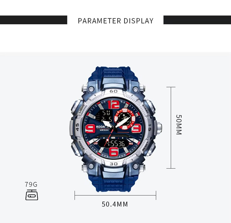 Quartz Digital Watch Outdoor Sports Waterproof Men Watch (2)