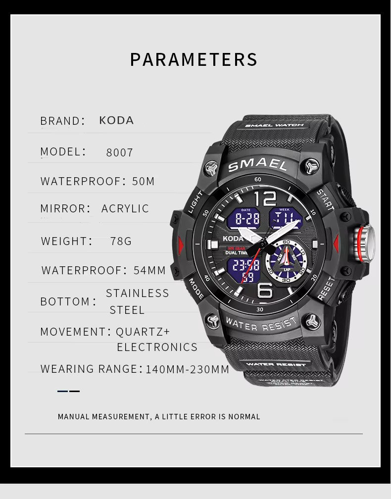 Quartz Wristwatches Sport Waterproof Alarm Clock  (2)