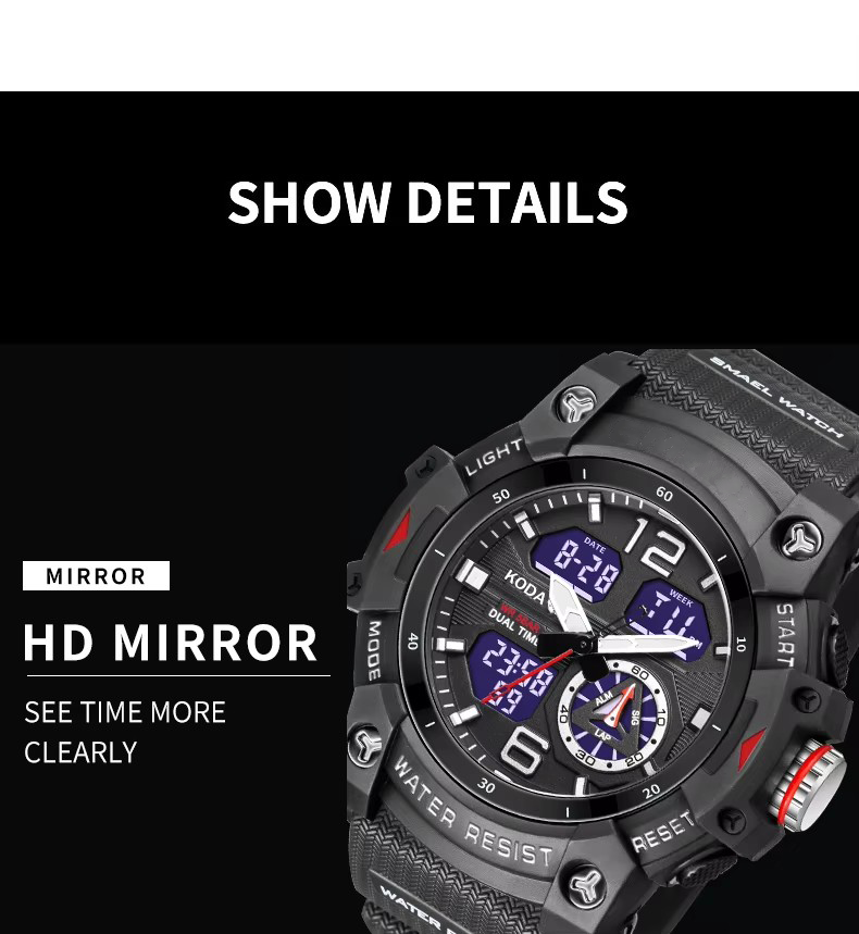 Quartz Wristwatches Sport Waterproof Alarm Clock  (3)