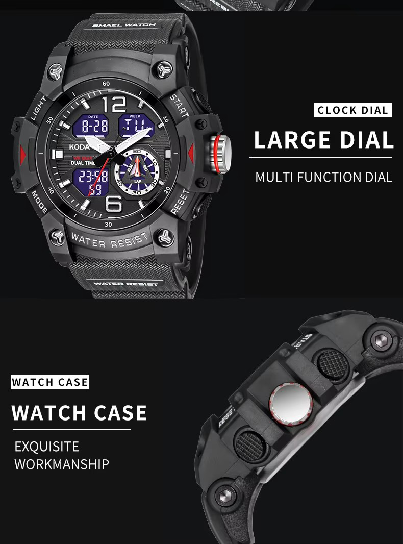 Quartz Wristwatches Sport Waterproof Alarm Clock  (4)