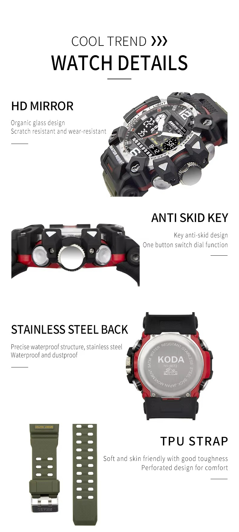 Sport Chronograph Dual Analog Digital Quartz Watches for Men (2)