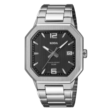 KD-MTP-B195D Luxury Business Style Men's Stainless Steel Quartz Watch Octagon Shape