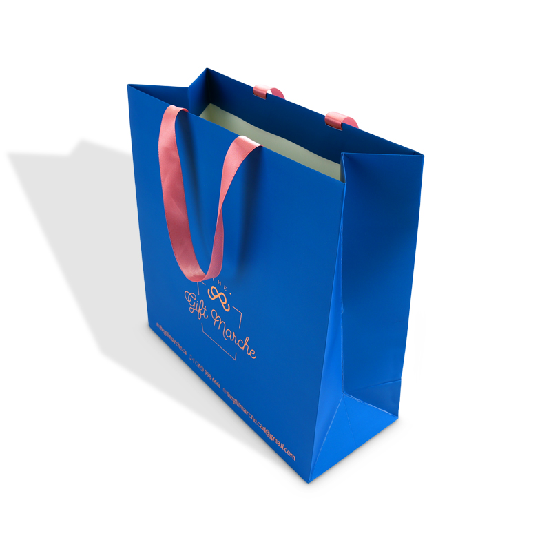 Custom Printed White Card Paper Bag with Ribbon Rope