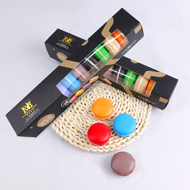 White Cardboard Macaron Boxes (with PVC Window) for Food Packaging