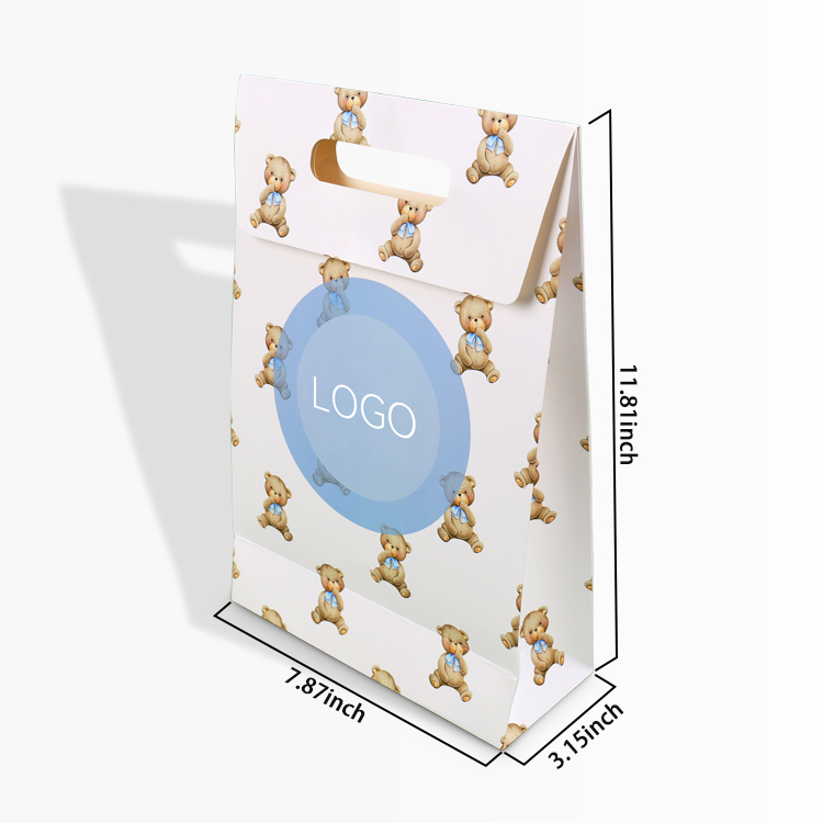 White Card Square Bottom Paper Bag Gift Box with Handle