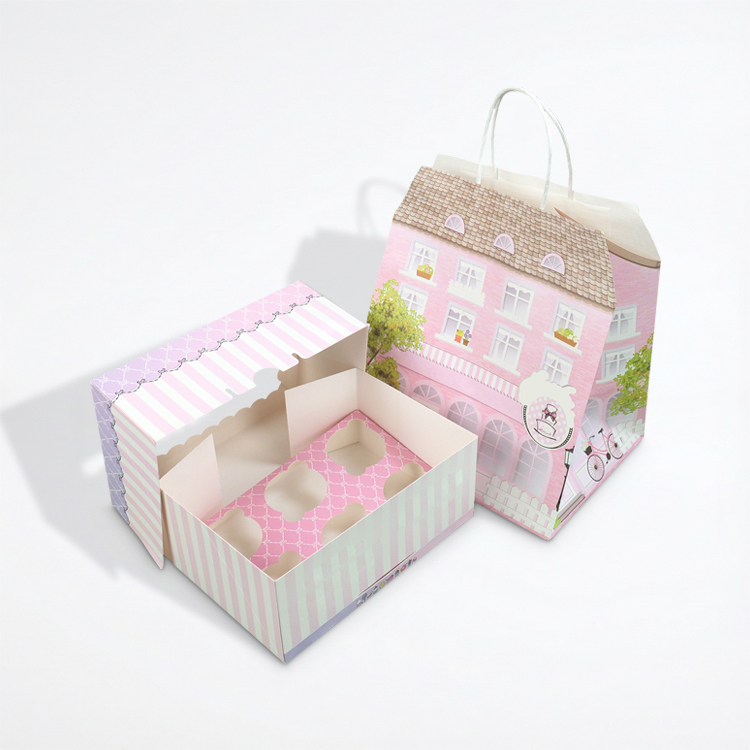 Cutie personalizată pentru deserturi cu separatoare și fereastră din PVC – pliabilă pentru transport