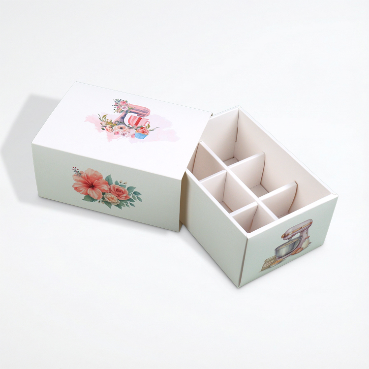Custom White Cardboard Drawer Box with Divider Insert