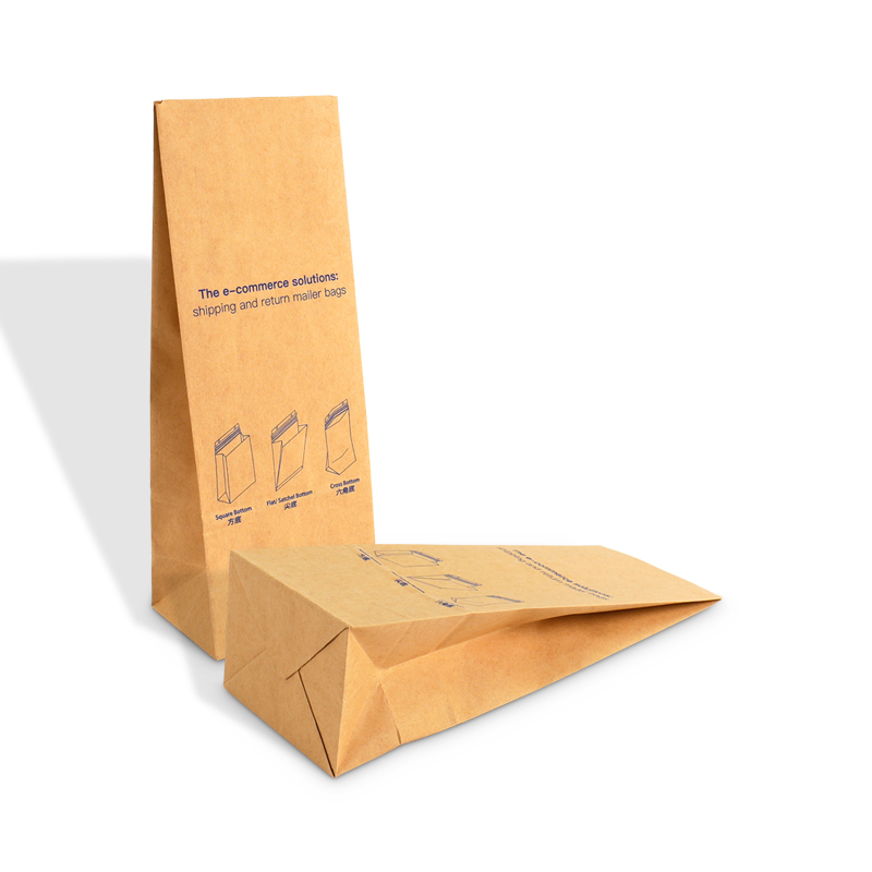 Custom Kraft Paper Square Bottom Paper Bag with Double-Sided Tape