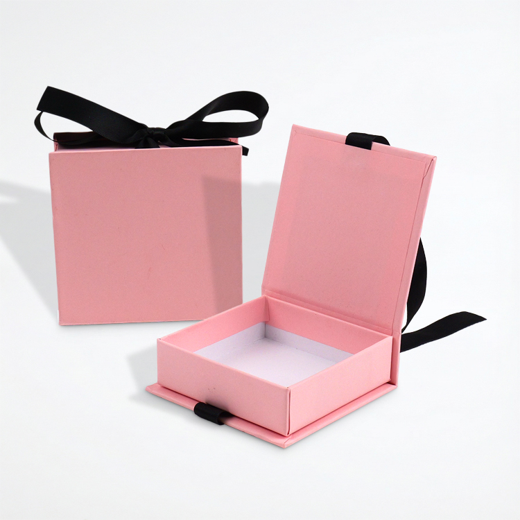 Rigid Hardcover Flip-Top Box with Ribbon Bow Closure