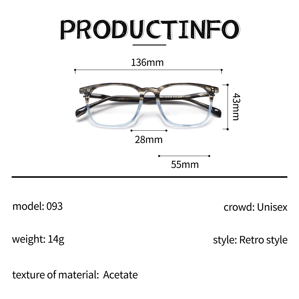 093 Browline Half-Rim Size Chart 55-28-136