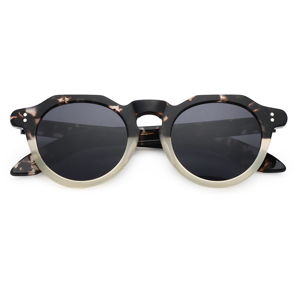 9015 Tortoise+Milky White Two-Tone Round Triple Rivet Grey Polarized 004.jpg