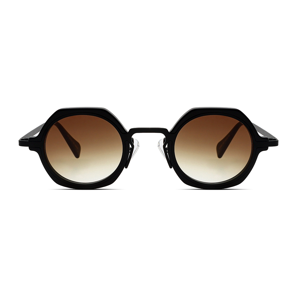 UV400 9026 Retro Petite Octagonal Acetate Titanium Mixed Polarized Sunglasses UV400