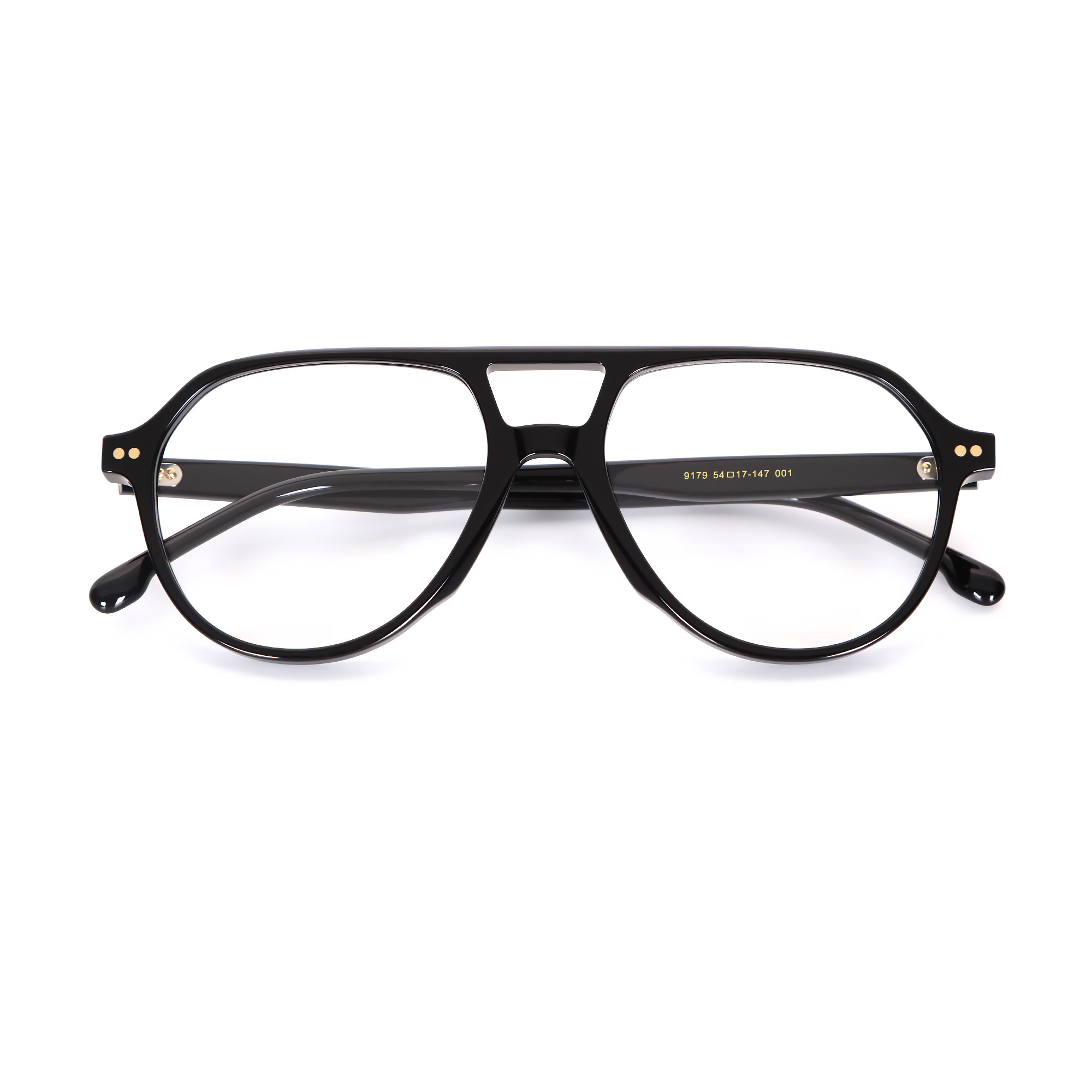 9179 Black Double Bridge Arrow Hinge Double Rivet Acetate Optical Frame 01.jpg