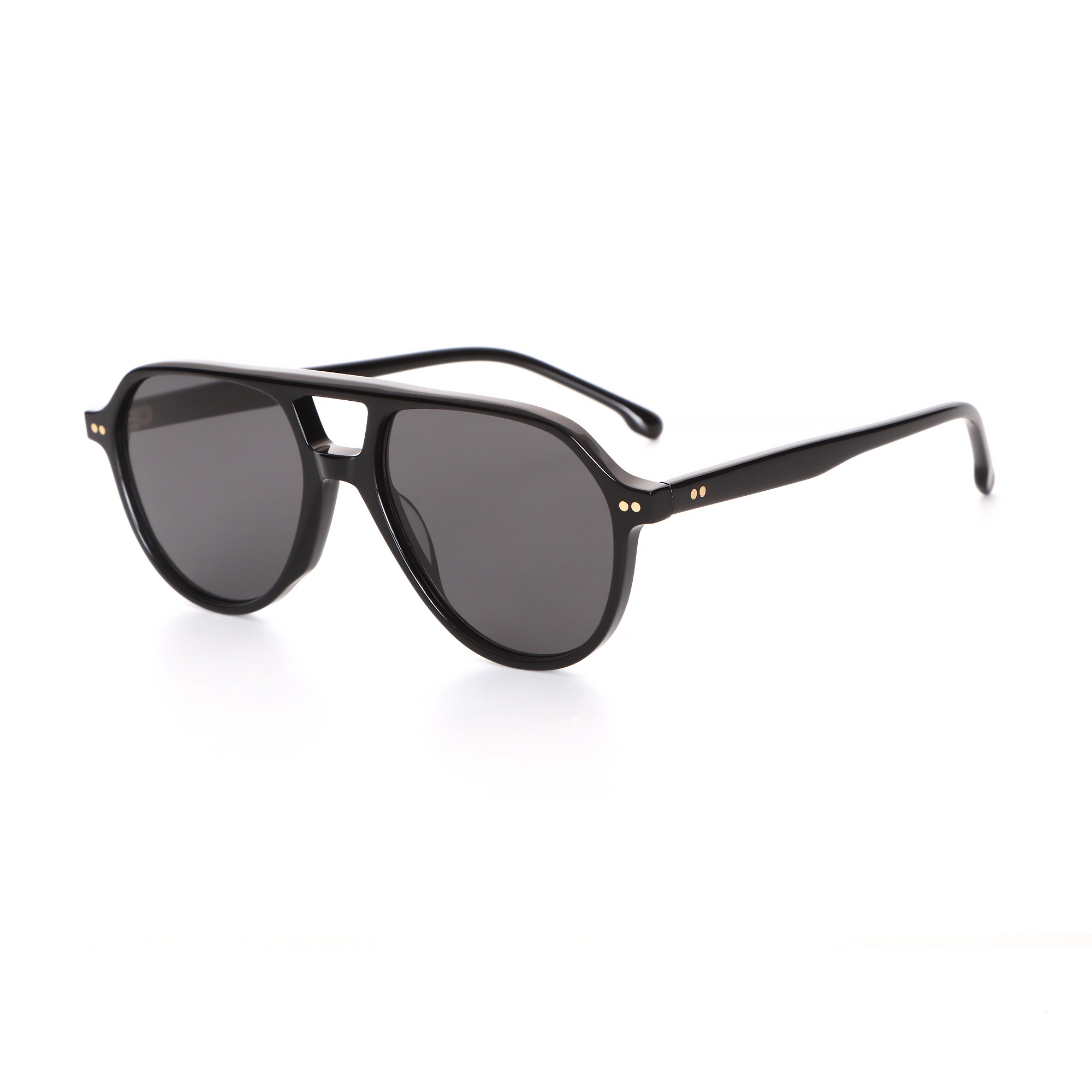 9179 Black Double Bridge Arrow Hinge Double Rivet Acetate Polarized 01 side.jpg