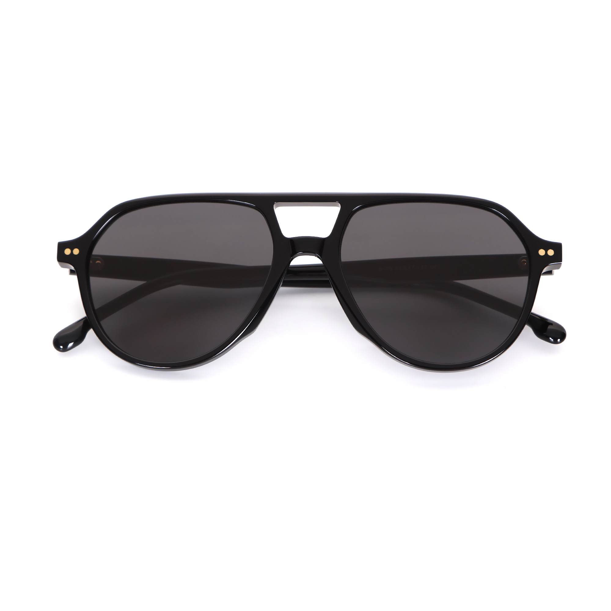 9179 Black Double Bridge Arrow Hinge Double Rivet Acetate Polarized 01.jpg