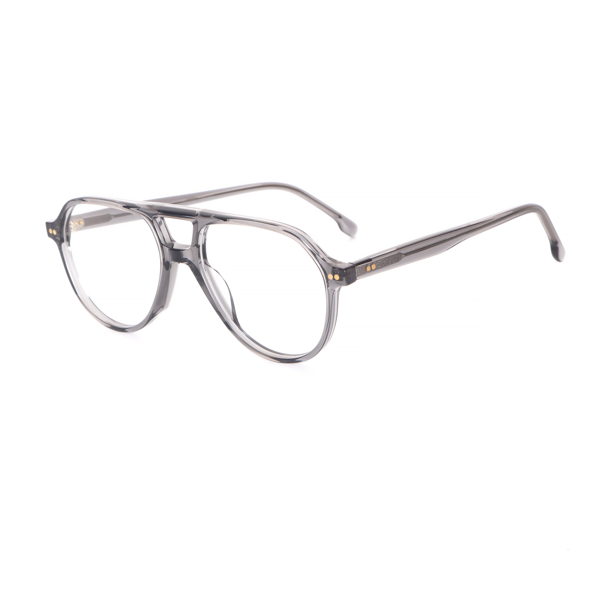9179 Transparent Grey Double Bridge Arrow Hinge Handcrafted Optical 02 side.jpg