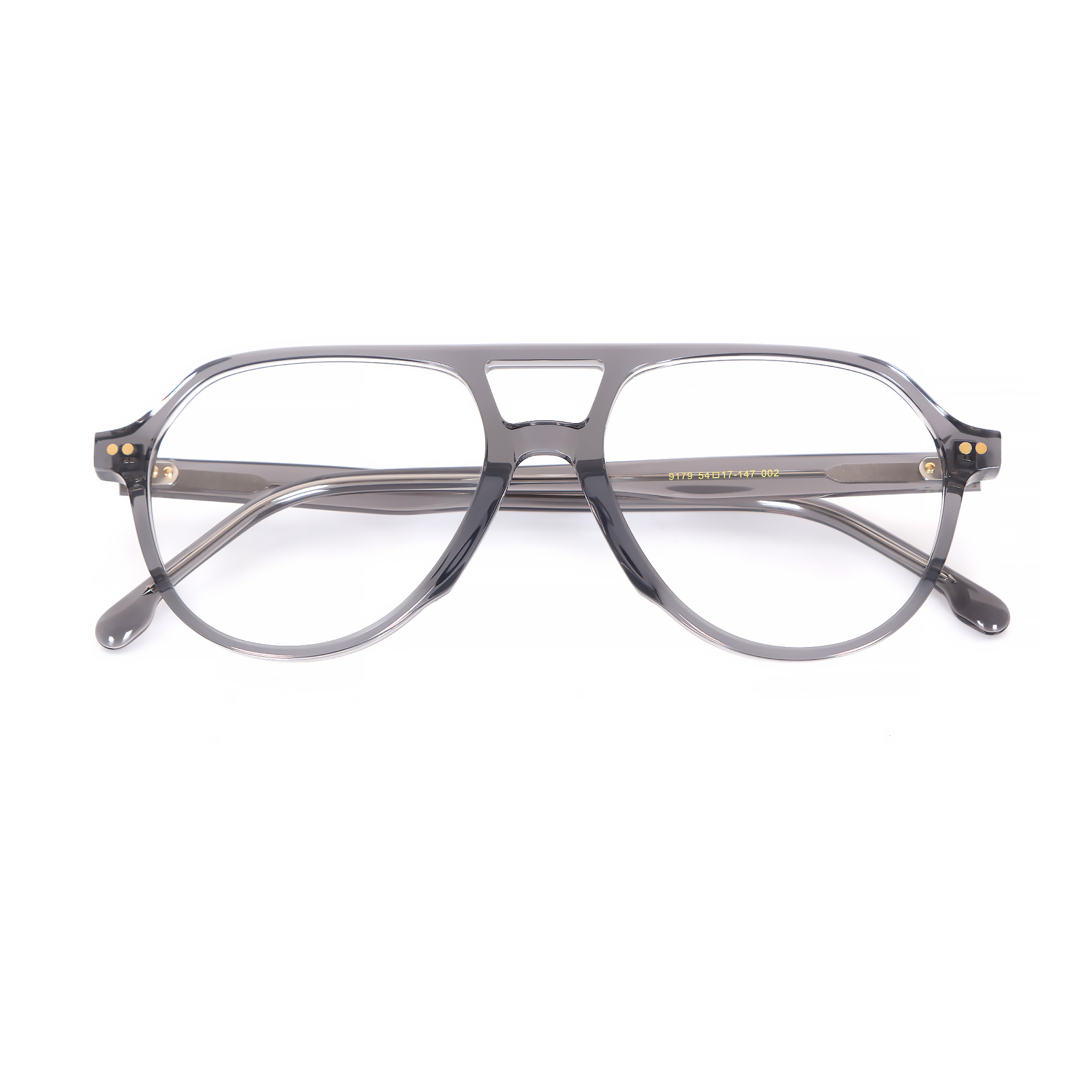 9179 Transparent Grey Double Bridge Arrow Hinge Handcrafted Optical 02.jpg