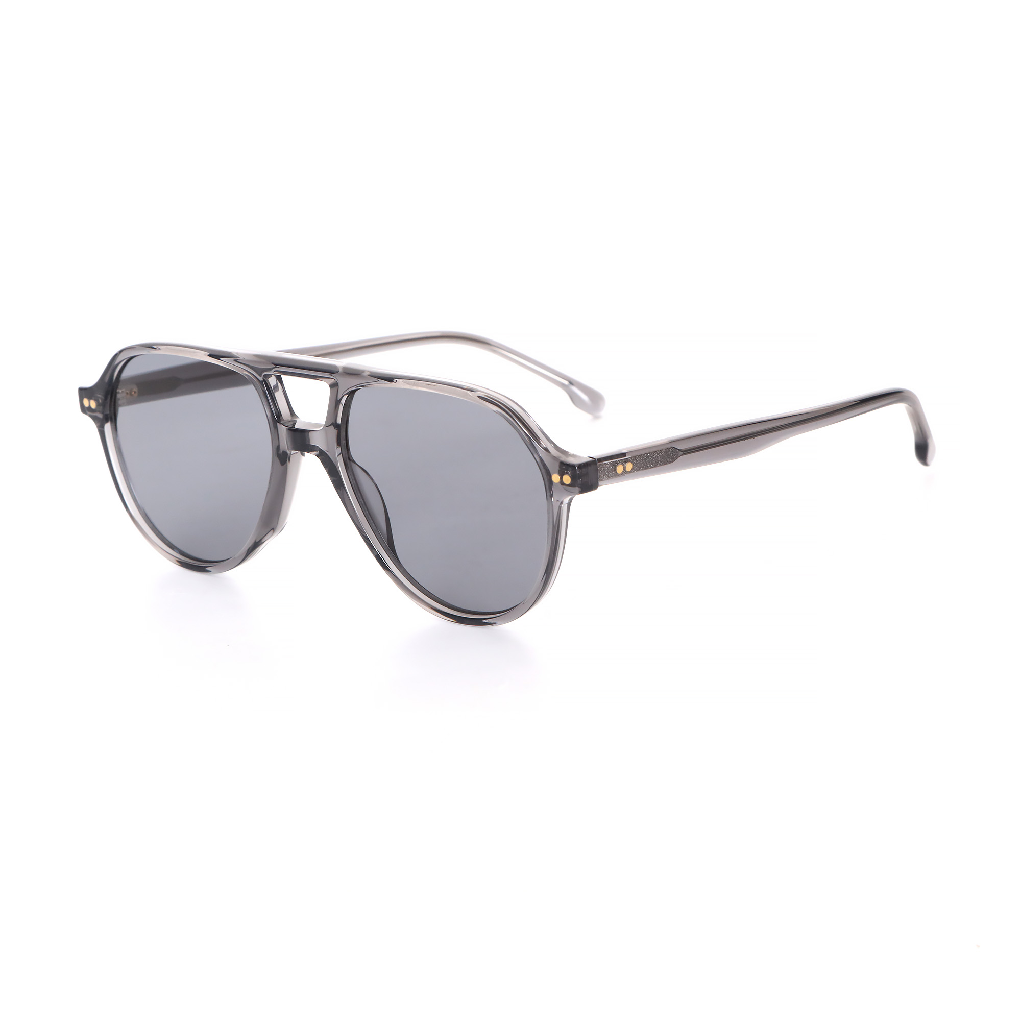 9179 Transparent Grey Double Bridge Arrow Hinge Polarized Premium 02 side.jpg