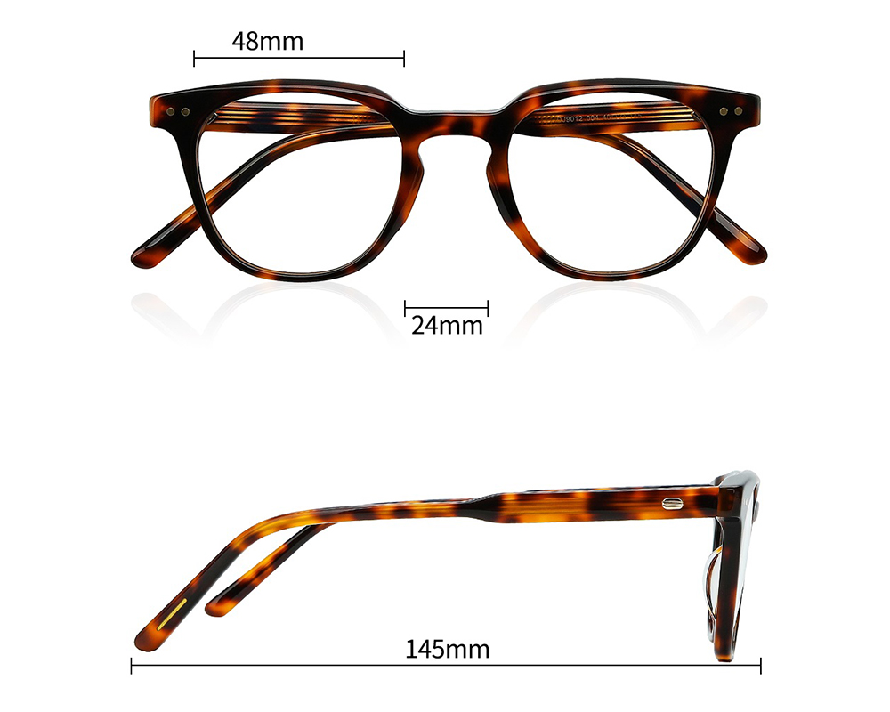 Acetate optical frame three-rivet rounded corner frame parameters