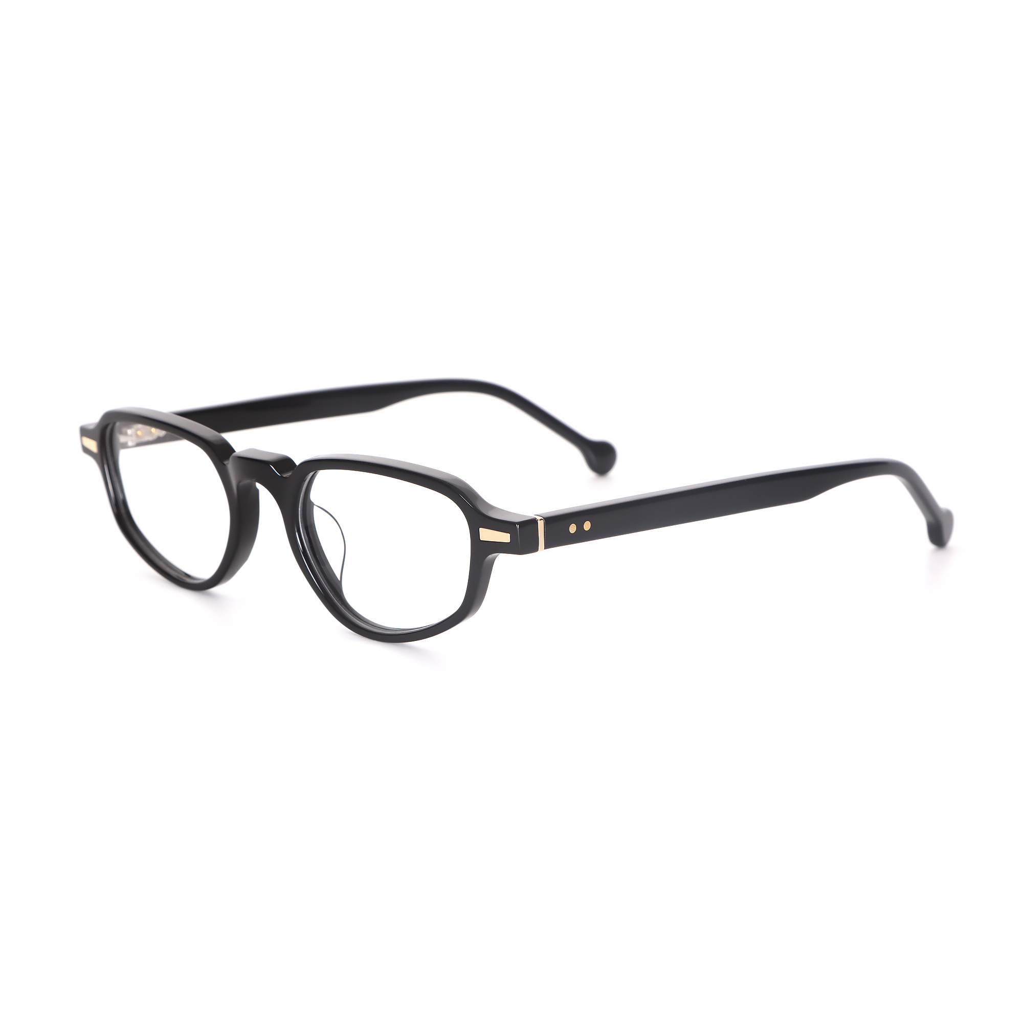 Acetate optical frames, black retro round frame, gold gear hinge (2).jpg