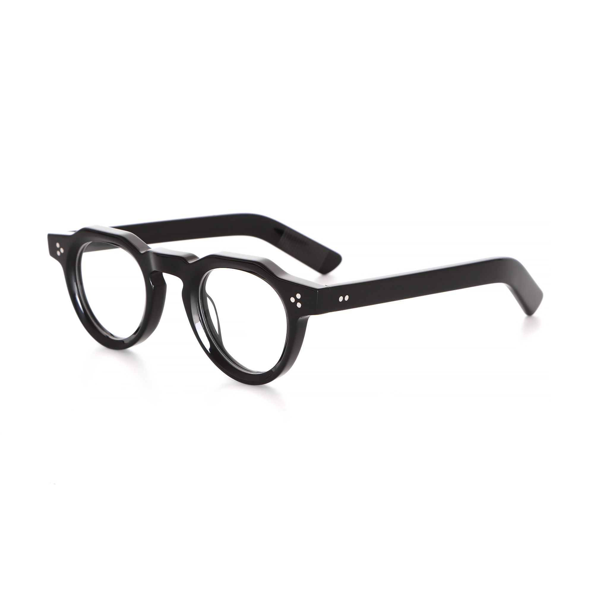Acetate optical frames, black small frame, thick acetate retro round frame, three rivets (2).jpg